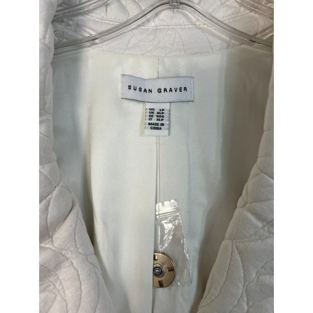 Susan Graver Jacket Womens LP Large Petite Ivory Quilted Lined Classic Minimal - Picture 6 of 13
